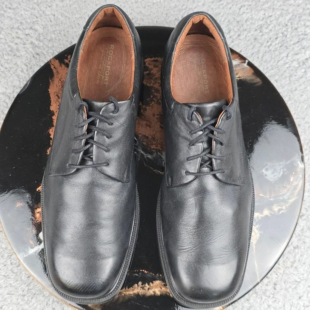 Rockport Mens Leather Black‎ Oxford Dress Shoes Lace Up Size 13M